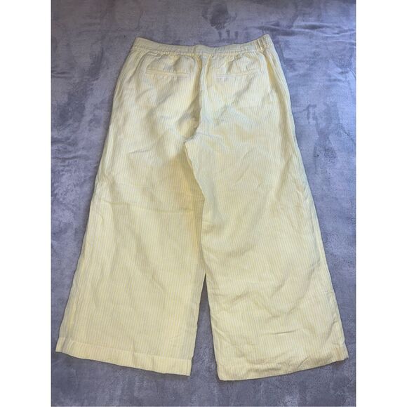 New women’s Yellow Striped Linen Wide Leg Pants LARGE - Picture 5 of 8